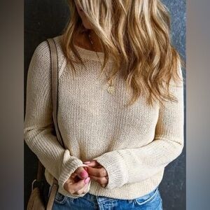 Women's Cream Open Knit Sweater